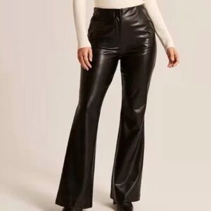 Abercrombie Curve Love Vegan Leather 90s Flare Pants Black Small NWT